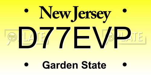 D77EVP New Jersey License Plate
