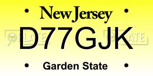 D77GJK New Jersey License Plate