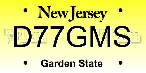 D77GMS New Jersey License Plate