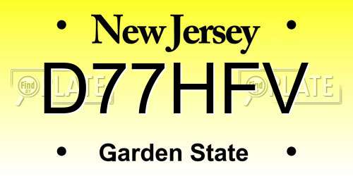 D77HFV New Jersey License Plate