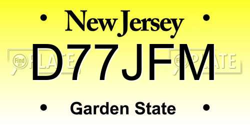 D77JFM New Jersey License Plate