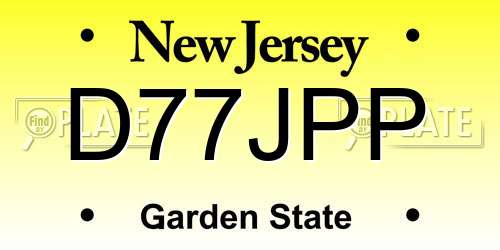 D77JPP New Jersey License Plate