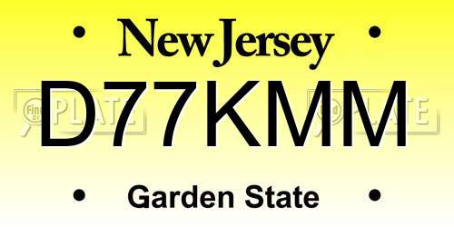 D77KMM New Jersey License Plate