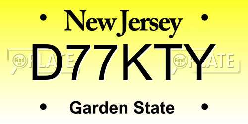 D77KTY New Jersey License Plate