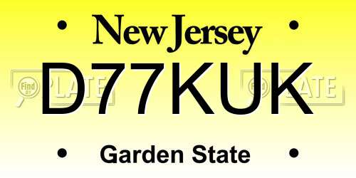 D77KUK New Jersey License Plate