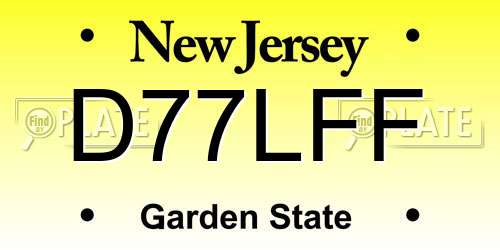 D77LFF New Jersey License Plate
