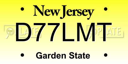 D77LMT New Jersey License Plate