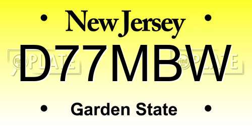 D77MBW New Jersey License Plate