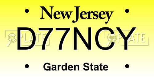 D77NCY New Jersey License Plate
