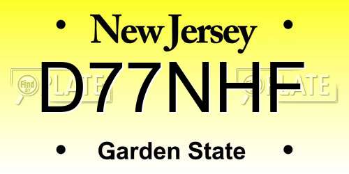 D77NHF New Jersey License Plate