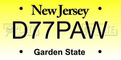 D77PAW New Jersey License Plate