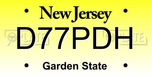 D77PDH New Jersey License Plate