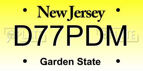 D77PDM New Jersey License Plate
