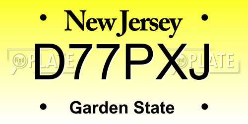 D77PXJ New Jersey License Plate