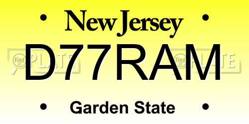 D77RAM New Jersey License Plate