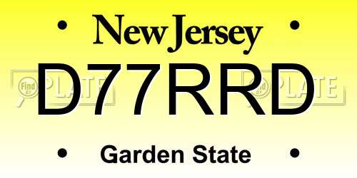 D77RRD New Jersey License Plate