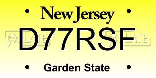 D77RSF New Jersey License Plate
