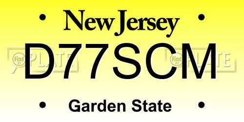 D77SCM New Jersey License Plate