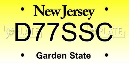 D77SSC New Jersey License Plate