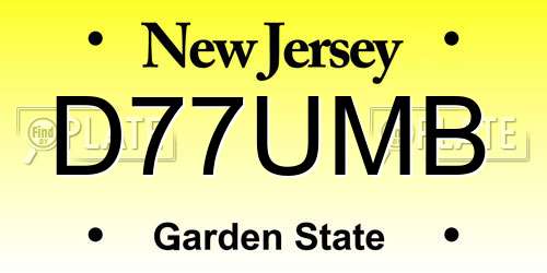 D77UMB New Jersey License Plate