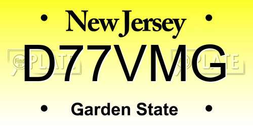 D77VMG New Jersey License Plate