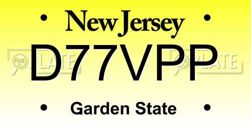 D77VPP New Jersey License Plate