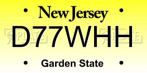 D77WHH New Jersey License Plate