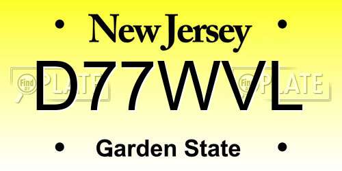 D77WVL New Jersey License Plate