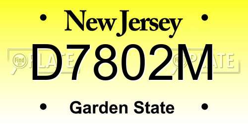 D7802M New Jersey License Plate