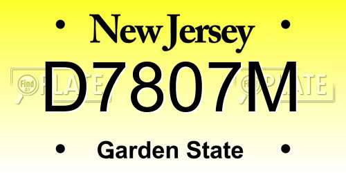 D7807M New Jersey License Plate