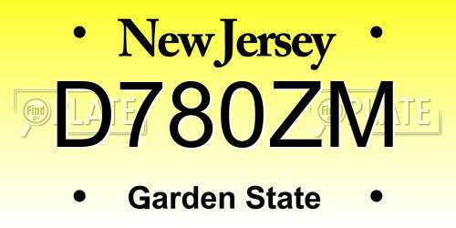 D780ZM New Jersey License Plate