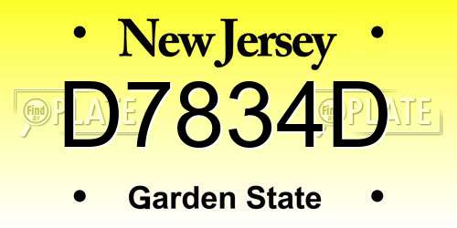 D7834D New Jersey License Plate