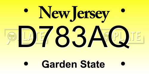 D783AQ New Jersey License Plate