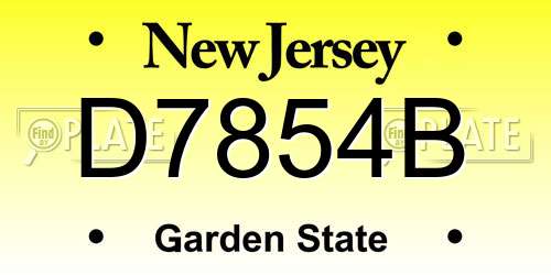 D7854B New Jersey License Plate