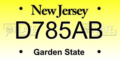 D785AB New Jersey License Plate