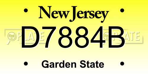 D7884B New Jersey License Plate