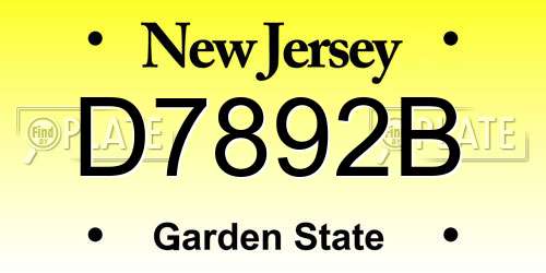 D7892B New Jersey License Plate