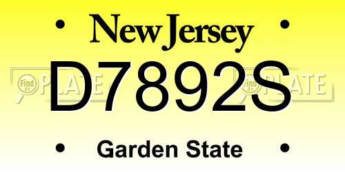 D7892S New Jersey License Plate