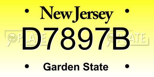 D7897B New Jersey License Plate