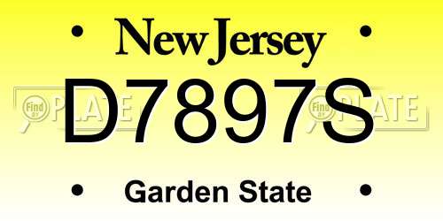 D7897S New Jersey License Plate