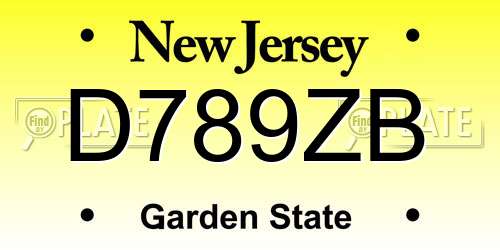 D789ZB New Jersey License Plate