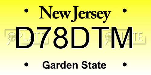 D78DTM New Jersey License Plate