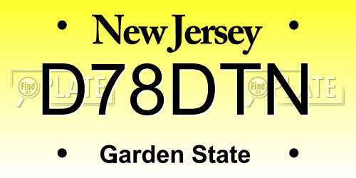 D78DTN New Jersey License Plate