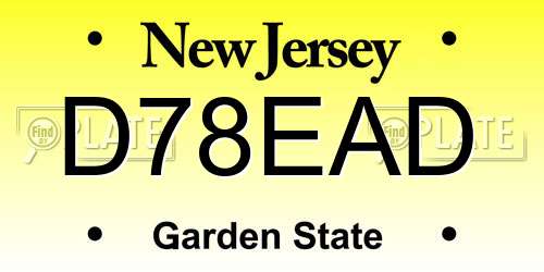 D78EAD New Jersey License Plate