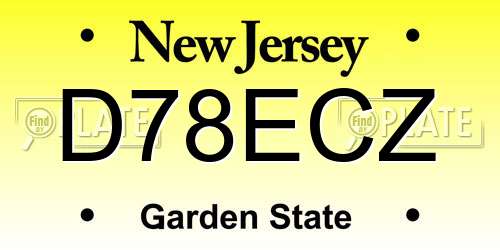 D78ECZ New Jersey License Plate