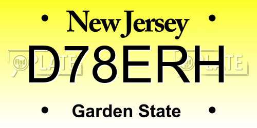 D78ERH New Jersey License Plate