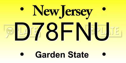 D78FNU New Jersey License Plate