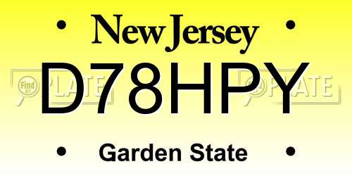 D78HPY New Jersey License Plate