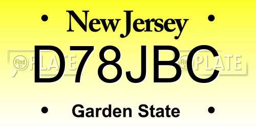 D78JBC New Jersey License Plate