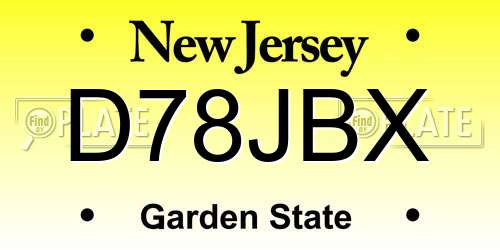 D78JBX New Jersey License Plate